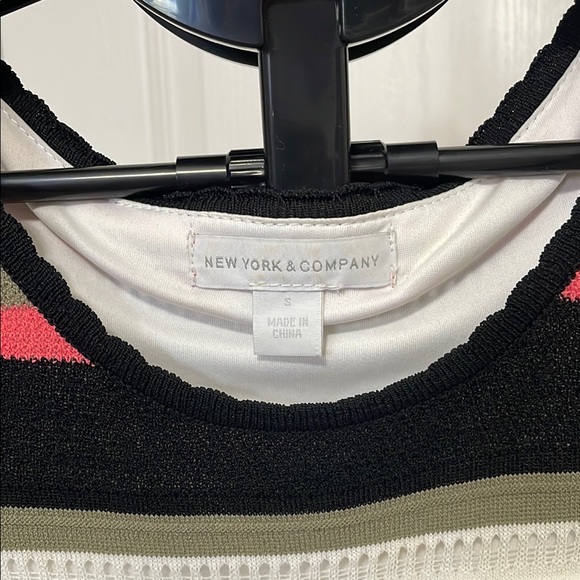 New York & Company Black and White Sheath Midi Dress Halter Sleeveless - Picture 3 of 7